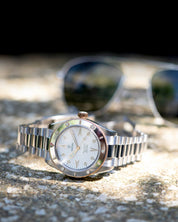 Silberne Rose - 39 mm - Leder